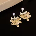 Elegant multilayer gold sequin tassel earrings with zircon stud for a vintage French look - Gold