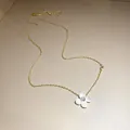 Elegant 14k gold-plated necklace featuring a zircon-centered white flower pendant - Flower Pendant (HN11396) / Gold