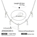 Collana regolabile in acciaio inossidabile con zirconi a goccia, lunghezza 45 cm, metallo - Stile Collana Regolabile con Strass a Goccia (JDN0205309-S)