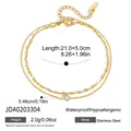 Detailed dimensions and specifications for gold double-layer stainless steel anklet with zircon - Double Layer Bead Zirconia Anklet (JDA0203304)