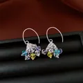 Elegant silver hook earrings featuring colorful faceted crystal bead clusters for women - Style 64