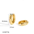 Close-up of gold U-shaped stainless steel zircon hoop earrings with dimension markings - U-Shaped Row Stones Style (TE60831) / 18K Gold