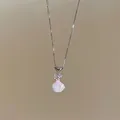 Sweet style stainless steel necklace featuring sparkling bow and pink shell pendant - Shell Heart Bowknot Style (2#) / Pink Silver