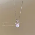 Pink enamel shell necklace with zircon star and pearl, elegant stainless steel chain. - Shell Star Pearl Style (1#) / Pink Silver