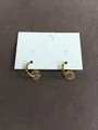 Elegant gold-plated zircon hoop earrings with sparkly circular pendants on white card - Gold