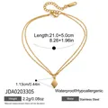 Detail of gold stainless steel double chain anklet with rhombus pendant - Rhombus Design Stainless Steel Anklet (JDA0203305)