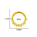 Gold plated stainless steel punk spike hoop piercing ring with 8mm inner diameter - Spiky Punk Style (2663-4) / Gold
