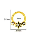Gold stainless steel seamless piercing ring with three flower charms and 8mm inner diameter - Triple Flower Style (2663-7) / Gold