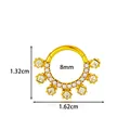 Gold plated stainless steel seamless clicker nose ring with cubic zirconia - 8mm diameter - Square and Round Rhinestone Style (2663-8) / Gold