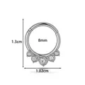 8mm stainless steel clicker ring with five clear crystals for nose or ear piercing - Five-Stone Fan Style (2663-3) / Silver