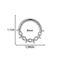 Silver stainless steel spiked seamless piercing ring with 8mm inner diameter measurements - Spiky Punk Style (2663-4) / Silver