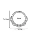 8mm silver stainless steel septum clicker ring featuring five marquise stone settings - Five-Stone Droplet Style (2663-5) / Silver