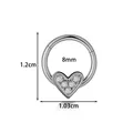 8mm stainless steel heart segment ring for nose and ear piercings with clear zircon stones - Heart Five-Stone Style (2663-6) / Silver