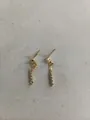 Korean style minimalist gold tassel stud earrings featuring clear sparkling zircons - Gold