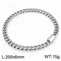 Bracciale a maglia cubana argento lucido con chiusura a scatola stile high street - Liscia Lucidata (KB214930-ZLY) / 6mm / Argento