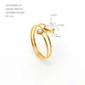 18K gold plated stainless steel three-layer wire ring with sparkling heart-shaped zircon - White Stone Style (ZR2464G-01) / Clear (ZR2464G-01)
