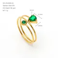 Three-layer stainless steel ring with 18K gold plating and green zircon stones. - Green Stone Style (ZR2464G-02) / Green (ZR2464G-02)