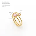18K gold plated stainless steel triple-layer adjustable ring with pink heart zircon stones - Pink Stone Style (ZR2464G-03) / Pink (ZR2464G-03)