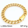 Bracciale a catena cubana in acciaio inossidabile dorato lucido, lunghezza 200 mm - Liscia Lucidata (KB214937-ZLY)
