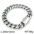Bracciale a maglie cubane in argento lucido con chiusura a scatola - Liscia Lucidata (KB214941-ZLY)