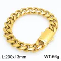 Bracciale cubano lucido oro, 200x13mm, peso 66g per gioielli di moda unisex. - Liscia Lucidata (KB214943-ZLY)