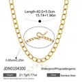 Detaillierte Maße für vergoldete Edelstahlhalskette mit Längenangabe und Material - Klassische Ovale Gliederkette (JDN0104300) / 40+5cm / Gold Dicke Kette Stil
