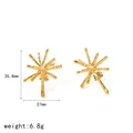 Pendientes de botón estrella de acero inoxidable dorado, altura 35,8 mm, anchura 27 mm - Pendientes de Rayos Grandes (TE60818) / Dorado