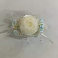 Elegant chiffon cream rose hair clip with light blue flower accents in French sweet style - Duckbill Clip (HH9850) / Blue