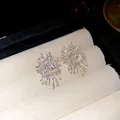 Nahaufnahme eleganter Silberohrstecker in Sternform mit funkelnden klaren Kristallen - Stil mit Silber-Ohrstecker / Silber