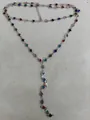 Bohemian multi-colored circular acrylic beaded double-layer Y-necklace silver finish - Eco-friendly Style / Silver, Multicolor