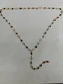 Elegant multicolor acrylic beaded Y-shaped necklace with gold-plated delicate chain - Gold, Multicolor