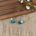 Detalle de aros con estrellas azules y perlas blancas para un estilo de vacaciones. - 1# Pendientes de Aro Grandes (Decoración de Estrella y Perla) / Plata-Azul