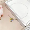 Elegant stainless steel choker necklace featuring an iridescent heart-shaped crystal pendant - Heart / Silver