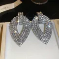 Exaggerated teardrop rhinestone earrings with sparkly starburst effect in luxury box - Geometric Water Drop Style (57#)