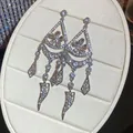 Elegant long geometric tassel earrings with sparkling rhinestones and floral motifs - Silver Post Floral Tassel Style (62)