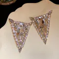 Elegant geometric triangular stud earrings encrusted with sparkling white rhinestones - Inverted Triangle Geometric Style (78)