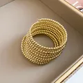 Elegant gold multi-layer wrap beaded bracelet with a premium vintage style for women - Round Beads / Gold