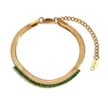 Bracelet maille serpent en acier inoxydable doré 18K orné de superbes cristaux verts - Chaîne Serpent Strass Vert (B0462) / Or