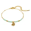 Bracelet élégant en acier inoxydable plaqué or 18K avec pendentif corail menthe. - Chaîne Perlée Perle Artificielle Corail (B0647) / Or