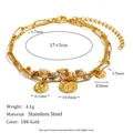 Elegant 18K gold plated stainless steel bracelet featuring colorful beads and gold coin charms - Red Round Coin Layered Bracelet (B0697) / Gold