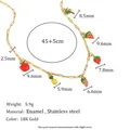 Fashionable colorful fruit charm necklace in 18K gold plated stainless steel for women - Fruit Enamel Colorful Necklace (N3647) / Gold