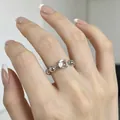 Minimalist round zircon open ring in polished silver finish for elegant women's jewelry - Round Open Style (HR3588) / Silver