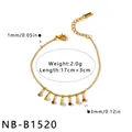 Dettaglio bracciale in acciaio oro con ciondoli zircone, peso 2,0g, lunghezza 17+3cm - Ciondoli Geometrici in Strass Colorati (NB-B1520) / Placcato Oro 18K / 17cm+3cm