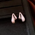 Elegant brushed metal waterdrop stud earrings displayed in a professional jewelry box - Silver