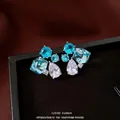 Exquisite blue and clear zircon stud earrings in a vintage cluster water drop design. - Exquisite Water Drop Style / Silver Blue