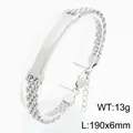 Polished stainless steel mesh bracelet with blank engravable curved plate for DIY - Steel Color (KB213305-KFC)