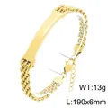 Elegant gold stainless steel curved plate bracelet with mesh chain, size 190x6mm - Gold (KB213304-KFC)