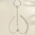 Vintage silver double-layer body chain with teardrop crystal pendants for bikini wear - Teardrop Crystal Pendant Style (7630) / Silver