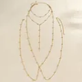 Vintage gold double-layer beaded body chain for beach bikini and fashion accessories - Minimalist Bead Double Layer Style (2553)