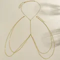 Elegant double-layered gold body chain jewelry, sexy waist chain for beachwear fashion - Minimalist Double Fine Chain Style (11604)